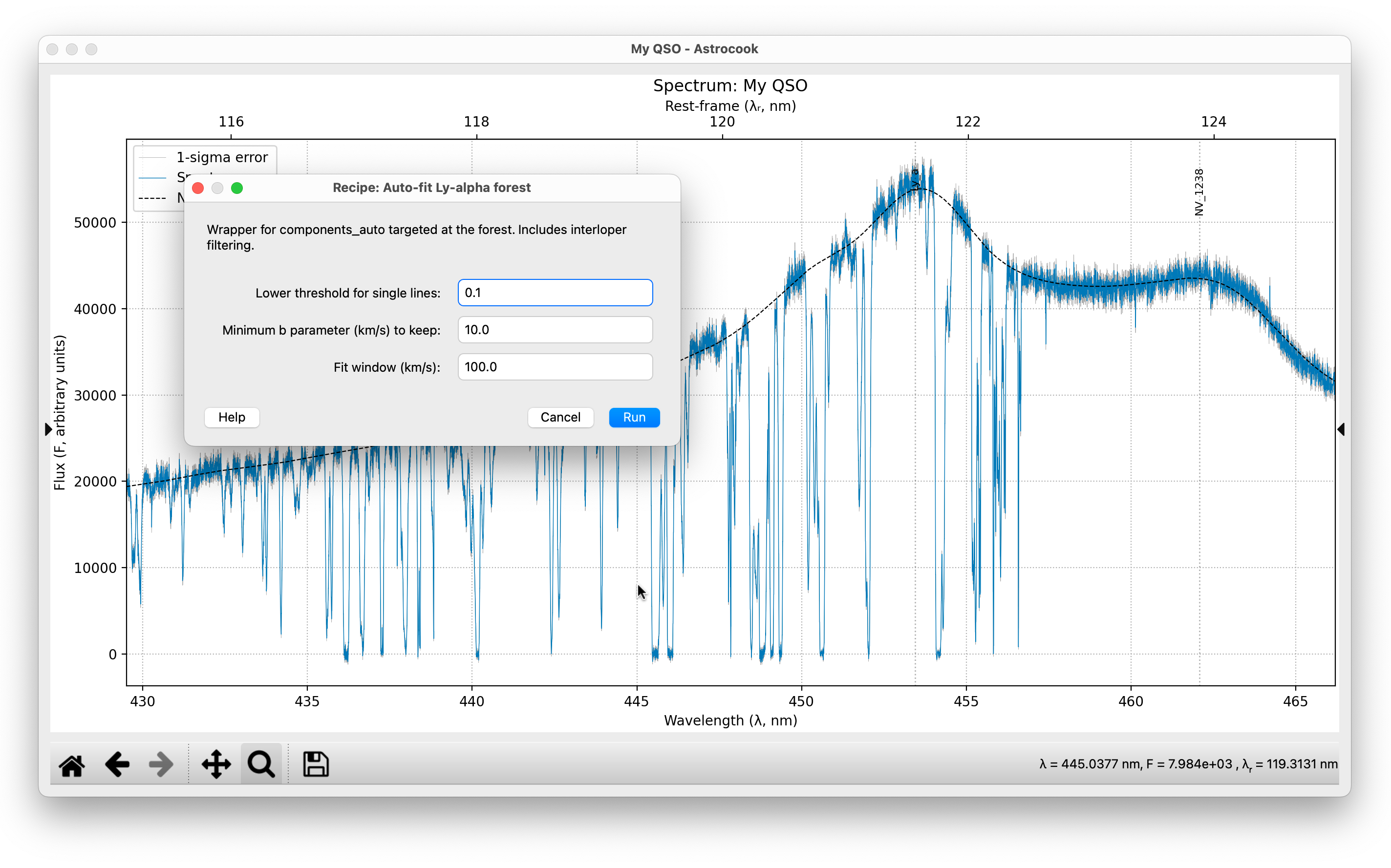 The Auto-fit Ly-alpha Forest dialog