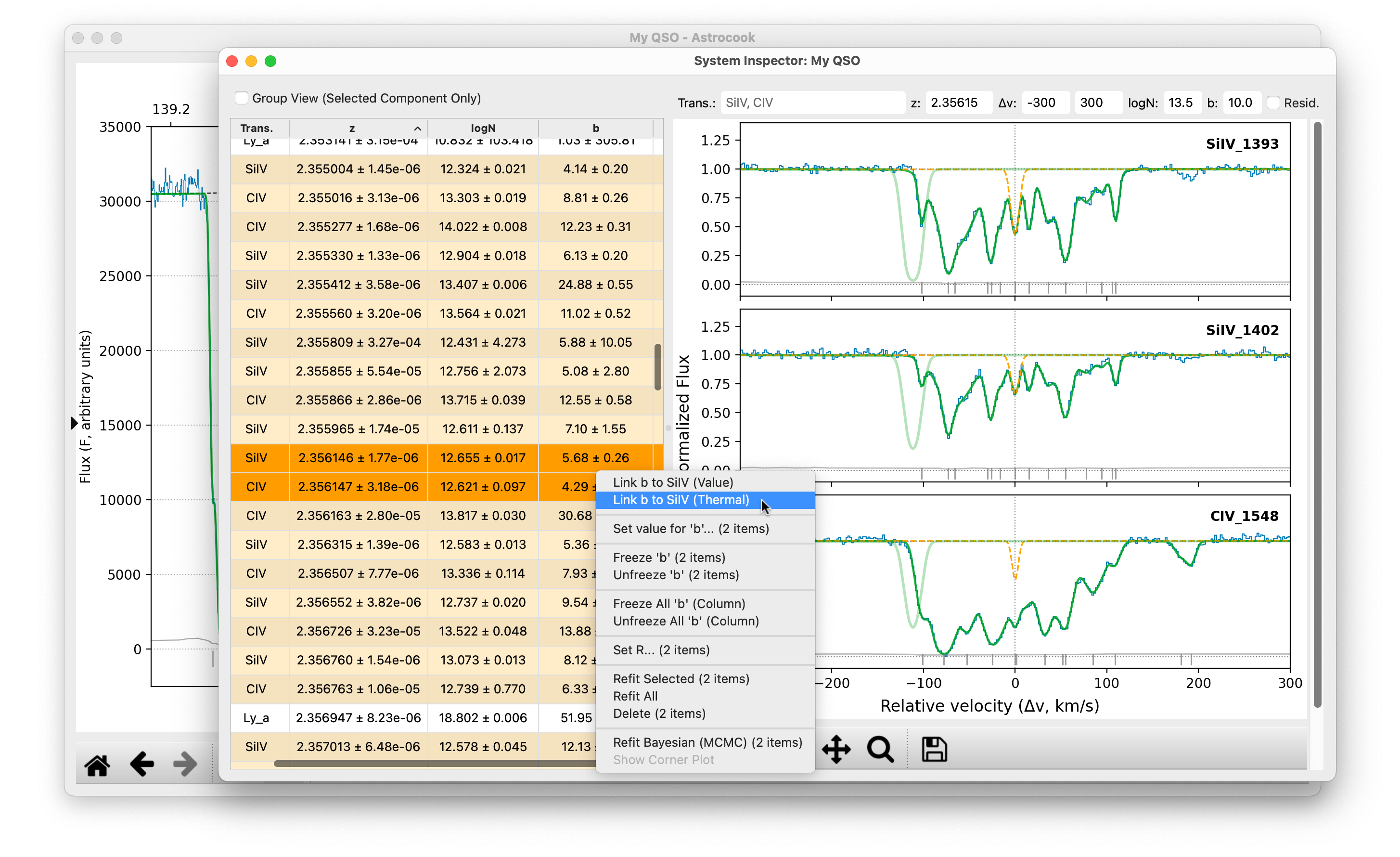 Linking parameters via the context menu