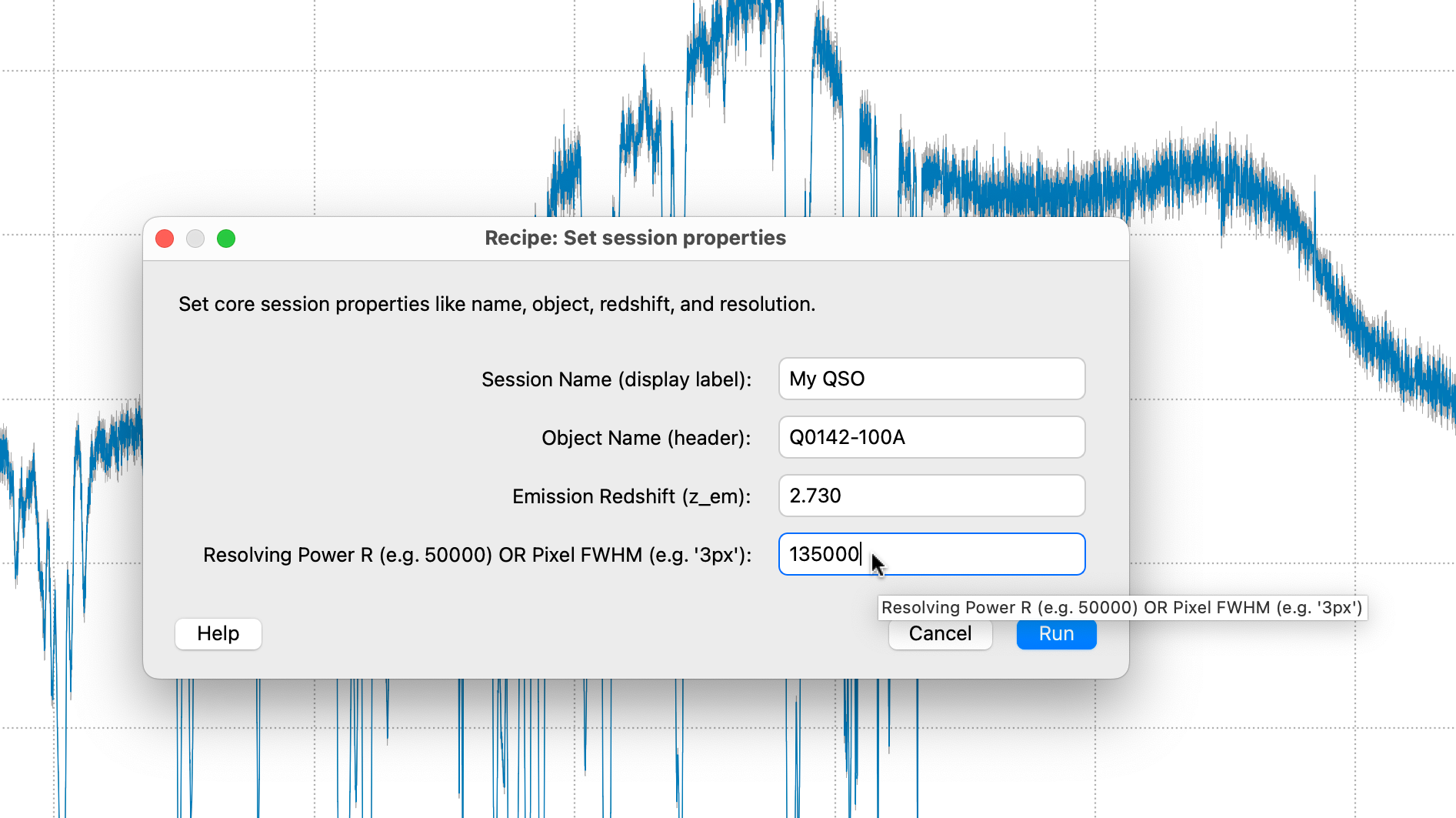 The Set Properties dialog