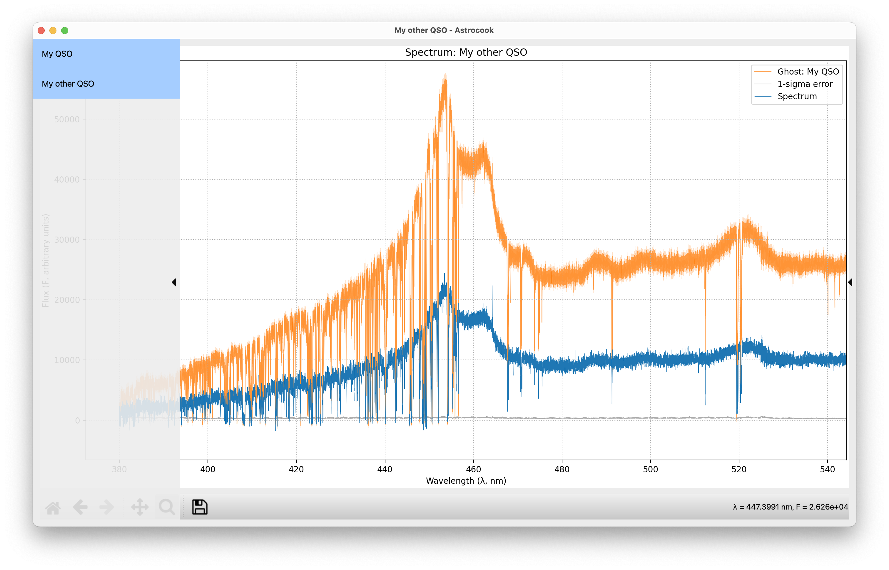 Overlay of multiple ghost spectra in the main plot window